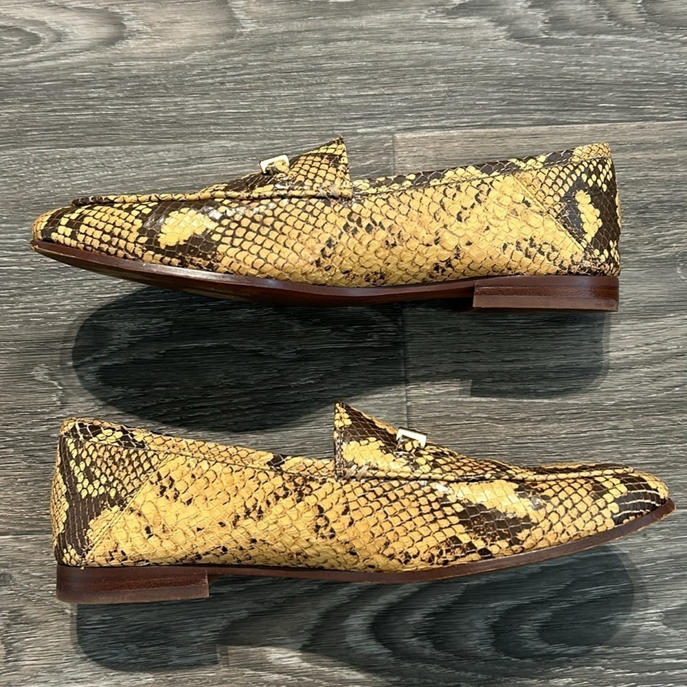 Sam Edelman 8 Loir Faux Snake Saddle Loafers Leather Print Shoes Neutral Slip On - Picture 4 of 8